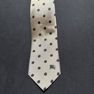 Burberry London Silk Gold Navy Polka Dot Prorsum Knight Handmade England